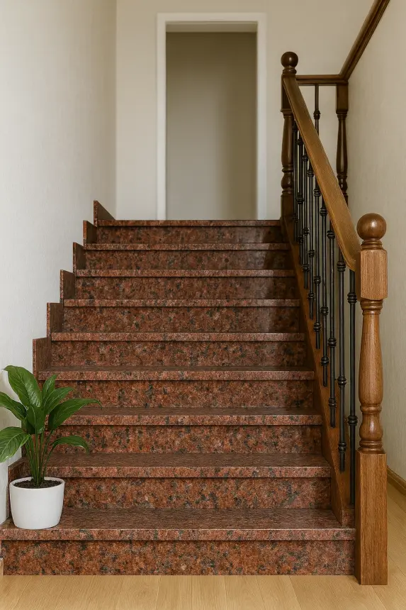 Stopnica na schody granitowe wewnętrzne Bohus Red 2 cm