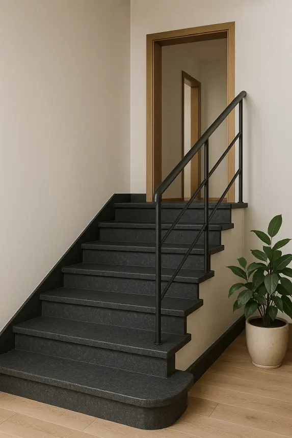 Stopnica schody wewnętrzne granitowe Absolute Black Lappato 2 cm