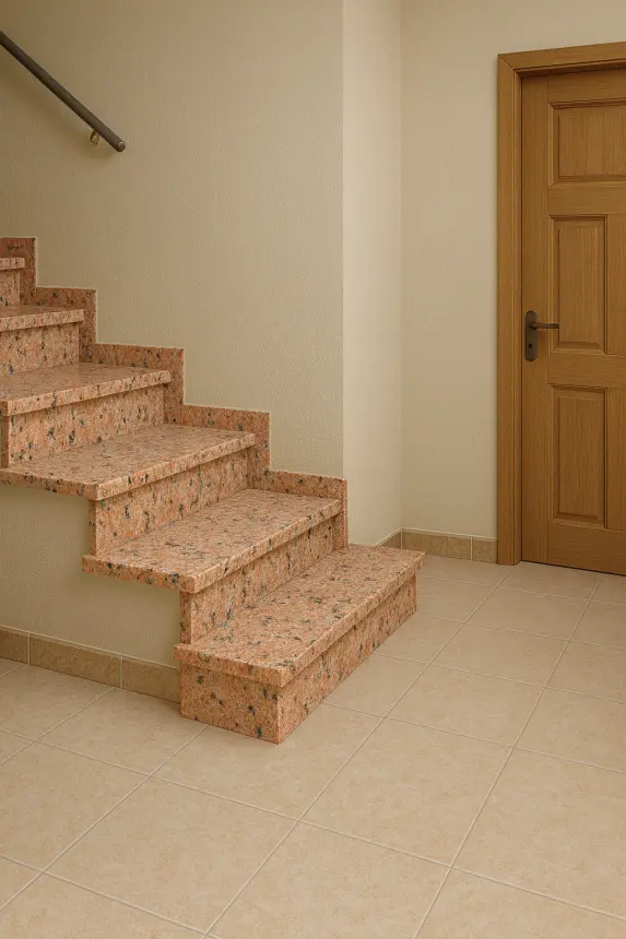 Stopień granitowy na schody wewnętrzne Rosa Porino 3 cm