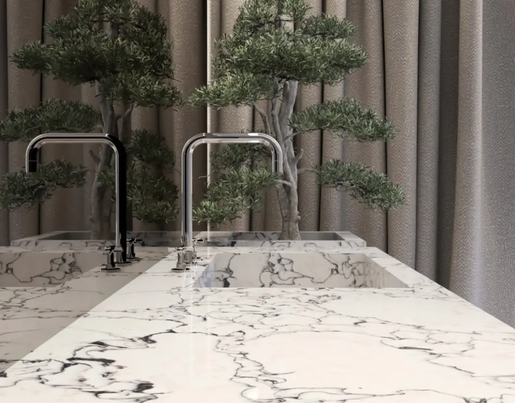 Blat do łazienki kwarcyt Arabescato