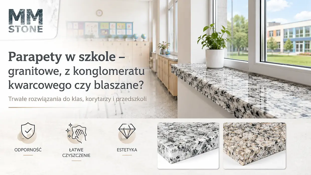 Parapety w szkole – granitowe z konglomeratu kwarcowego czy blaszane